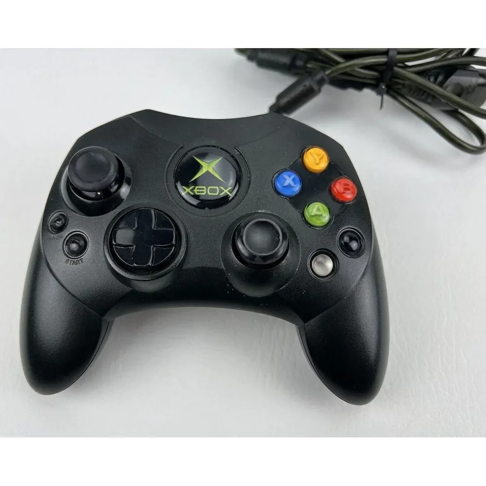 Original Wired Microsoft Xbox Controller S in Black No. X08-69873